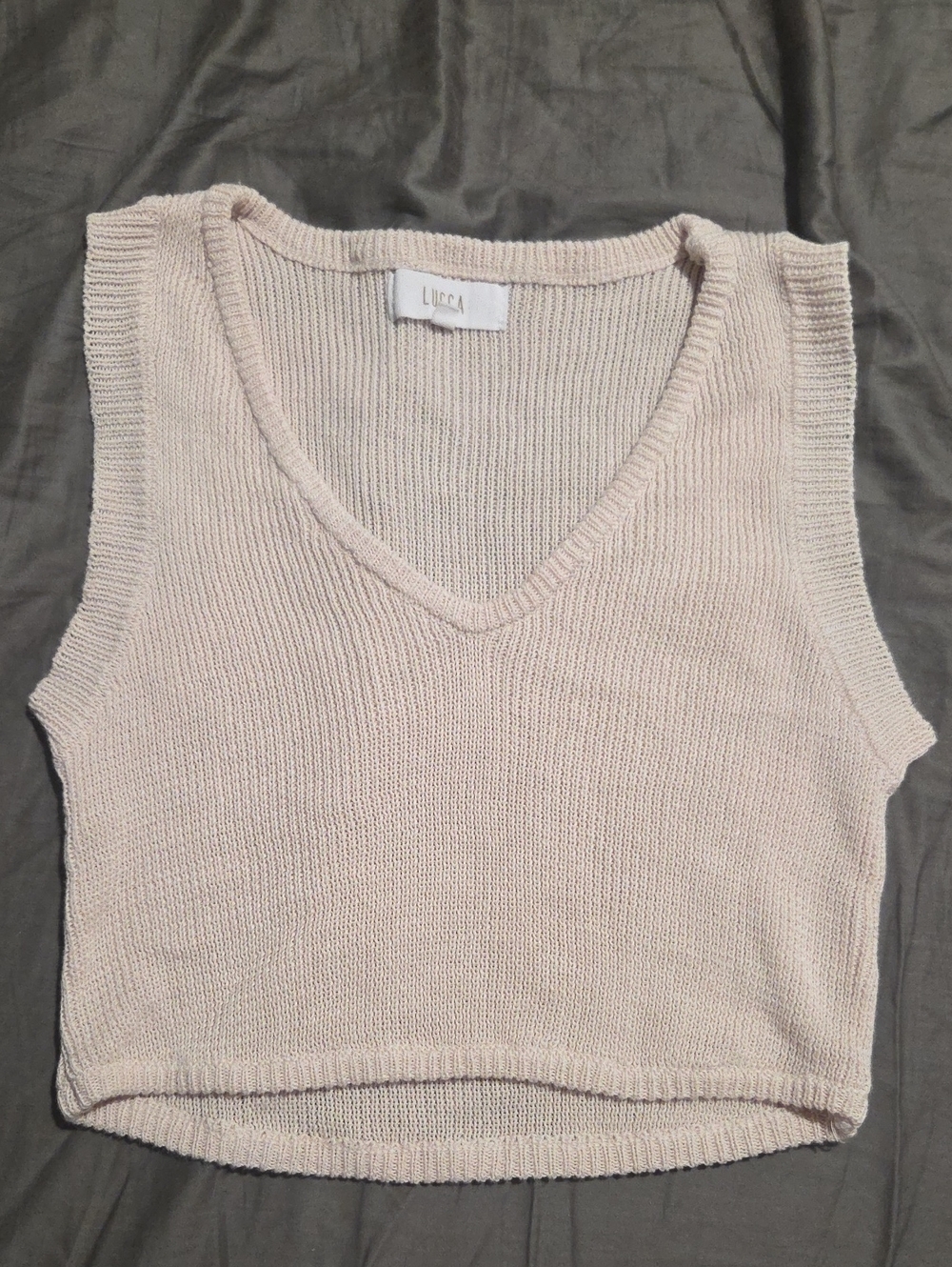 Lucca Light Pink V-Neck Knit Tank Top